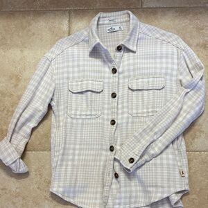 Hollister Cream Boyfriend Fit Shirt with Pockets